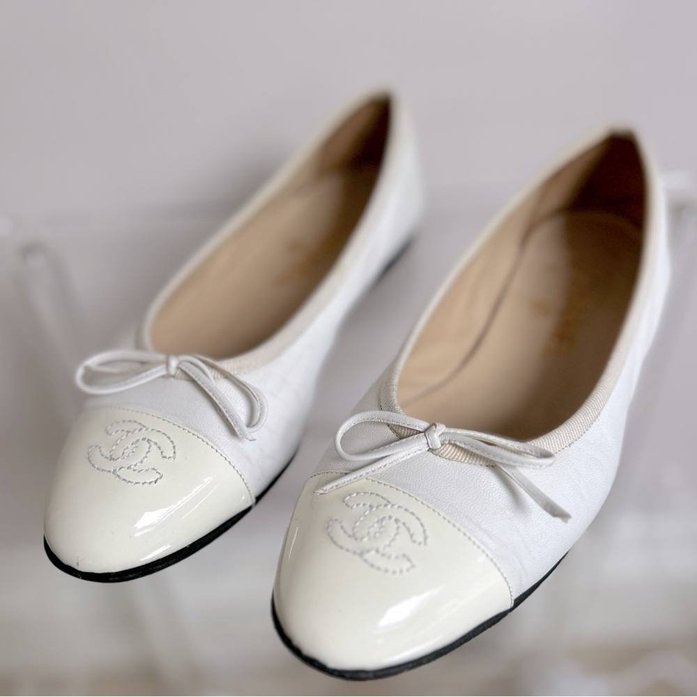 Chanel White Ballet Flats